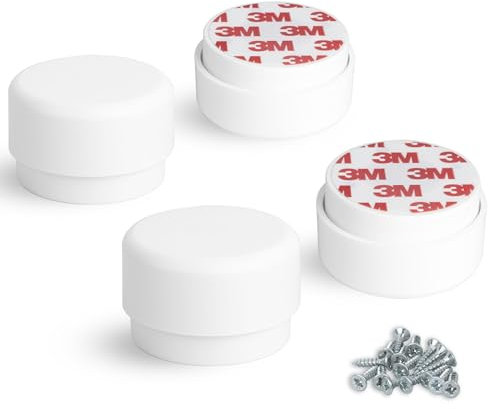 F!XBL Lot de 4 pieds de meubles réglables et autocollants pour meubles - Diamètre : 55 mm - Augmentation de meuble : 23 à 35 mm de hauteur - Ronds - Blanc