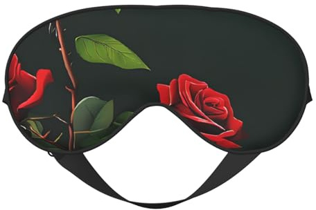 Satin-Schlafmaske und Augenmaske mit roten Rosen | Deep Dream Schlafmasken für Damen und Herren | Weiche Schlafmaske zur Pflege der Haut