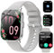 Fitoncloud Smartwatch Damen Herren mit Telefonfunktion, 2,01'' Touchscreen Smart Watch Damen mit SpO2, Herzfrequenz, Schlafmonitor, Schrittzähler, IP67 wasserdichte Fitnessuhr für iOS Android, Grau