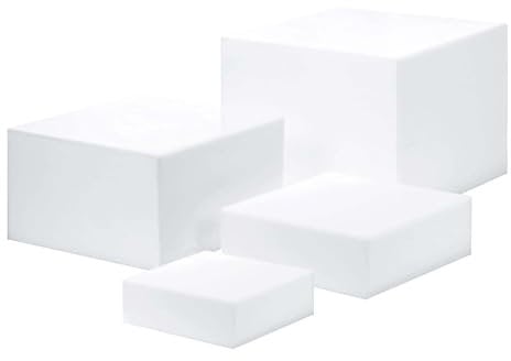 Yeria 4 alzate per buffet, alzate per alimenti in acrilico bianco, set di espositori per torte e dessert, cubi in acrilico per oggetti da collezione, catering, gioielli