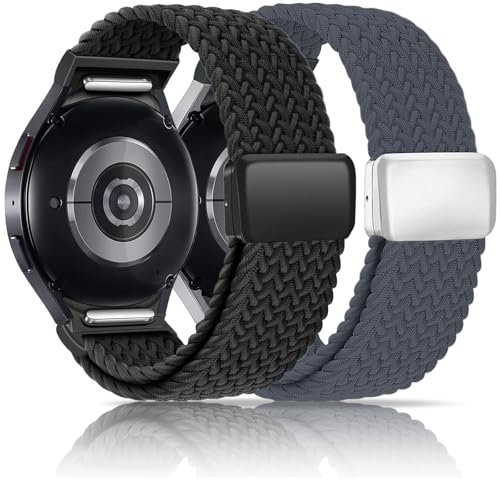 Chinbersky Bracelet Nylon Tressé Compatible avec Samsung Galaxy Watch 7/6/5/4 40mm 44mm/5 Pro/6 4 Classic - Magnétique Élastique pour Femme et Homme