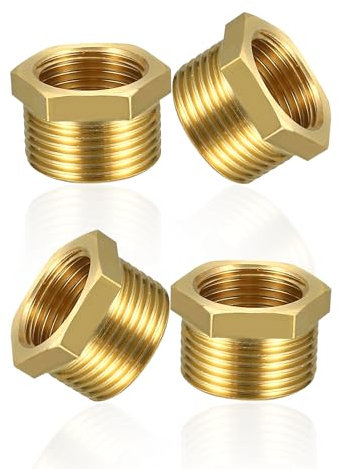 YOUZMY 4 pz riduttore in ottone adattatore da 1/2 a 1/4 pollice (AG Ø 20mm x IG Ø 12mm)riduttore, filettatura maschio a nipplo filettato femmina, raccordo filettato per tubi dell'acqua (1/2 auf 1/4)