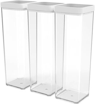 Rotho Fera Set Vorratsdose mit Deckel und Dichtung, Kunststoff (SAN) BPA-frei, transparent/weiss (3 x 2l)