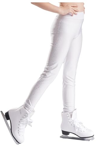 Eandarui Eislaufhose Mädchen Kinder Strass Glitzer Gymnastikhose Lang Tanzhose High Waist Schlittschuh Hose Tanzstrumpfhose Eiskunstlauf Trainingskleidung