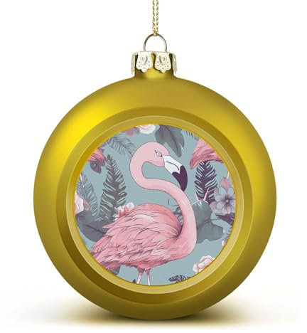 Flamingo-Weihnachtskugel-Ornament, 4,1 cm, goldfarben, glitzernd, hängende Weihnachtskugeln für Weihnachtsbaum-Anhänger, dekorative Christbaumkugeln für Weihnachtsbaumschmuck, 4 Stück
