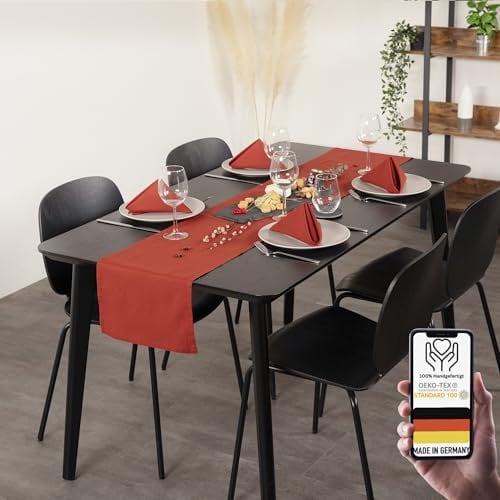 chambry Tischläufer 100% Baumwolle (Canvas) - Größe und Farbe wählbar - Handarbeit Made in Germany - nachhaltige hochwertige Tischdekoration - Rot 40cm x 240cm