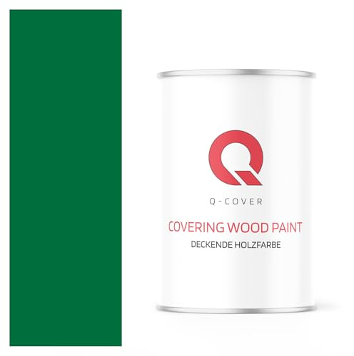 Q-COVER DECKENDE HOLZFARBE 1L HALBMATT Minzgrün RAL 6029 RAL DECKFARBE HOLZLACK DECKLACK WETTERSCHUTZFARBE ALLE HOLZARTE OSB-PLATTEN INNEN AUßEN ca. 80-150 ml / m2