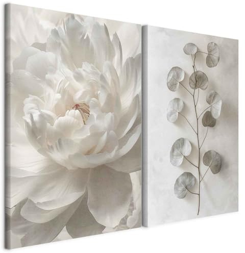 murando - Leinwandbild Set Elegante Blumen, 80x60 cm, 2-teilig, Wohnzimmer | Hochwertige Leinwand, sofort aufhängbar, ideal fürs Wohn- oder Schlafzimmer, wasserfest und lichtecht, langlebig, stilvoll