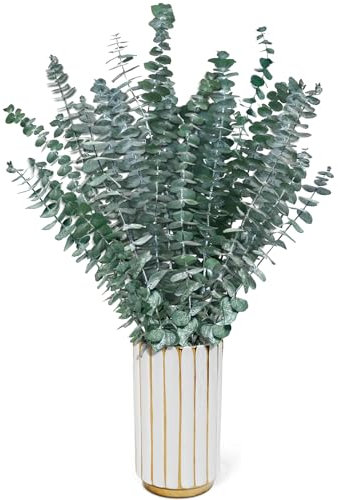 Eukalyptus Getrocknet, 21 Stück Getrockneter Eukalyptus Dekoblumen, 43cm Natürliche Trockenblumen für Hochzeiten, Tischdeko, Blumenarrangements, Heimdekoration, langlebige Eucalyptus-Blüten