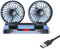 KUWUNG Ventilatore Auto, 360° Girevole Doppia Testa USB Ventilatore per Auto, Ventilatore Camper con 3 Velocità, Doppia Testa Ventilatore USB per Auto, Camper, Casa, Ufficio, Campeggio
