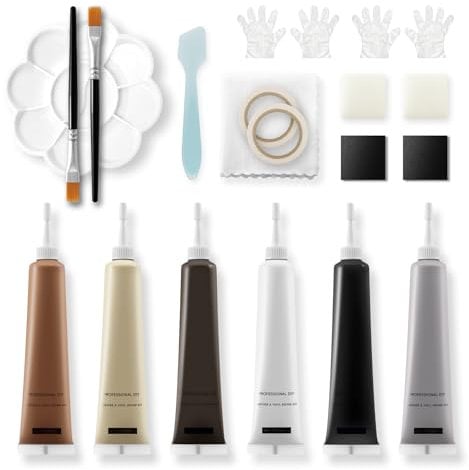 Leder Reparatur Set, 6 Farben Lederreparatur Creme, Lederreparaturfarbe, Kunstleder Reparaturset, Lederfarbe Creme, Leder Reparatursätze, Lederreparaturset für Sofa Geldbörse Gürtel Kratzer Risse