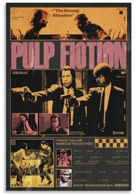 Ketuaa Pulp Poster Fiction Movie Vintage Crime Thriller Collage Für Zimmer, Ästhetische Leinwand-Wandkunst, Schlafzimmer-Dekor Poster 24x36inch(60x90cm)