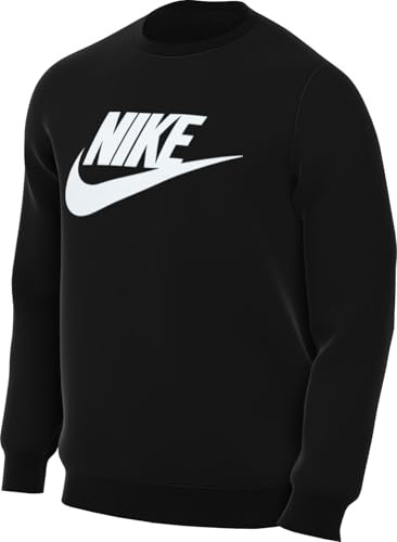 Nike Club Fleece-Rundhalsshirt Mit Angerauter Innenseite (Herren), Black/White, FN3890-010, XS