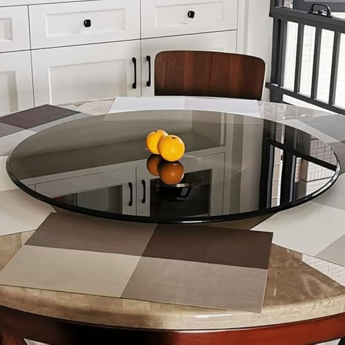 SMELEDFCFK Glas Lazy Susan Drehplatte Für Esstisch, Schwarz Runder Drehscheibe 60 70 80 90 100cm, Großer Glas Drehteller Tischplatte Servierteller, Einfach Zu Säubern(100cm(40in))