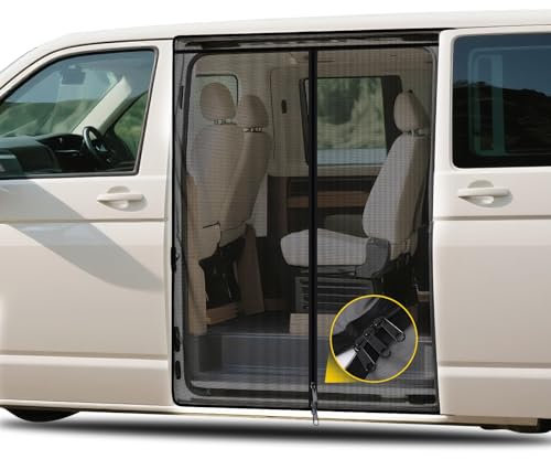 XCBYT Mosquito Net Car Side Door Compatible with VW T5 T6, Middle Zip Fly Screen, Car Insect Net, Sun Protection, Side Door, Magnetic Suction Shade Net, Camping, Ventilation, Mosquito Nets, Travel