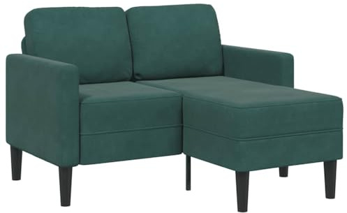 Qnhdfrt 2-Sitzer Ecksofa mit Chaiselongue L-Form Dunkelgrün Samt 125x118 cm Stabiler Metall-Holzrahmen Bequemes Lounge Sofa platzsparend für kleines Wohnzimmer Jugendzimmer und Büro