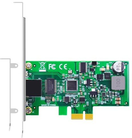 GLOTRENDS ST7474 Carte Réseau PoE+, Port Réseau RJ45 Ethernet Gigabit 10/100/1000Mbps, Interface PCIE 1.1 X1, Support Standard & Bas Profil