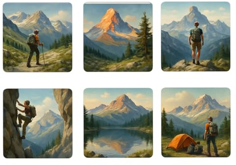 speecheese 6er Set Untersetzer aus Holz Bergweltwanderer Naturfans schönes | Design