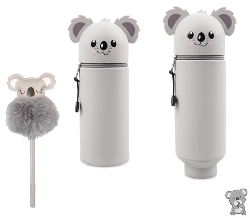 2-In-1 Cartoon Stand Up Einstellbar 22.5 X 7cm Kawaii Federmäppchen Silikon | Federmäppchen Mäppchen Mädchen Ausziehbar Stand Up Federmäppchens Unisex Stiftemappe Fleckenabweisend und Abwischbar(Koala)
