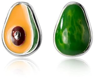 Damen Ohrringe Obst Emaille Schmuck 925 Silber Avocado Grün Asymmetrische Ohrringe Damen Mode Kreative Party Ohrringe Schmuck Ohrringe