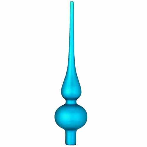 Inge Glas Christbaumspitze 26cm | Weihnachtsbaumspitze aus Glas | Hochwertige Spitze für den Weihnachtsbaum Weihnachten (Mille Fiori | türkis matt)