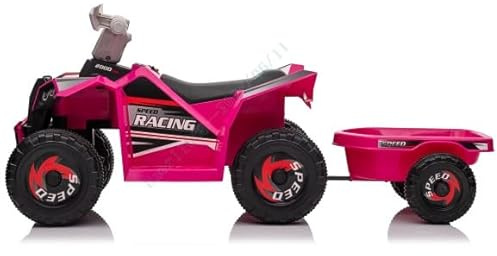 GOPLUS Coche ATV Eléctrico para Niños, Juguete de Paseo con Batería de 6V y Remolque Trasero Desmontable, Botón Adelante/Atrás/Parada, Vehículo Cuadrúpedo para Niños y Niñas de Más de 3 Años (Rojo)