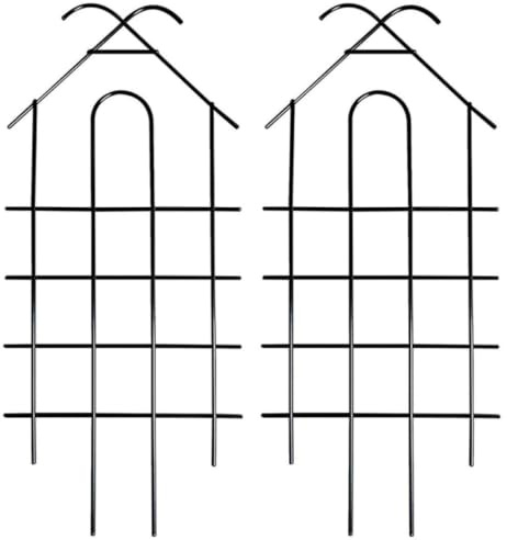 Treillis pour Plantes Grimpantes 2Pcs en Fer Noir, Support Décoratif | Rosiers et Framboisiers, Palissage au Jardin ou Balcon, Cadre Simple, Décoration Discrète