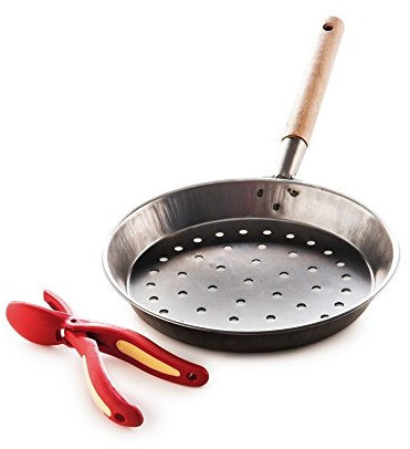 Snips Padella per Castagne con Tagliacastagne, Metallo, Argento 52 x 27 x 4 cm, Padella per Castagne, Made in Italy