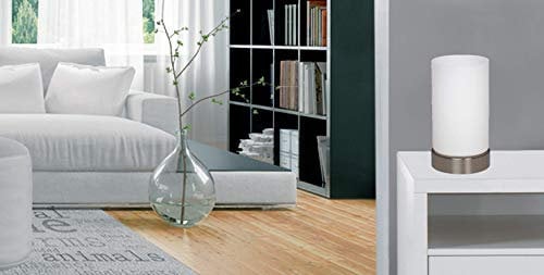 Trango 2017-01 LED Nachttischlampe Glas Tischleuchte *Paula* inkl. 1x E14 LED Leuchtmittel 3000K warmweiß, Lampe, Fensterbank, Tischlampe, Nachttischleuchte für Schlafzimmer
