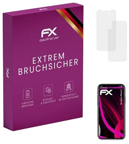 atFoliX Glasfolie kompatibel mit Apple iPhone X Panzerfolie, 9H Hybrid-Glass FX Schutzpanzer Folie (1er Set)