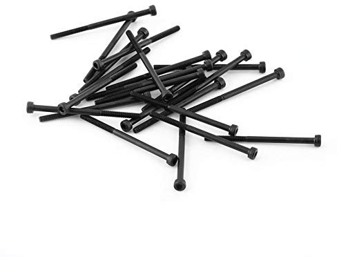 24 Stück M3 Black Hex Sockel Kappe Kopf Schrauben Set 12,9 Grad Legierung Kohlenstoffstahl DIN912 4-50mm, Vollgewinde, Plain Finish(M3*50mm(teilweise mit Gewinde)