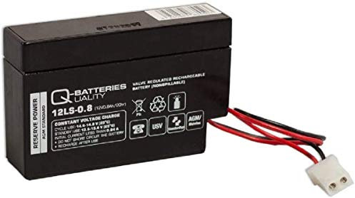 Q-Batteries Batterie au Plomb 12LS-0,8 12 V 0,8 Ah AGM avec Prise AMP