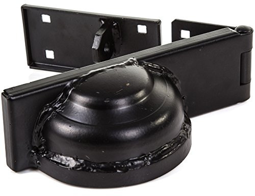 Left Handed Padlock Protector Hasp - Heavy Duty Black Outdoor Cover/Guard