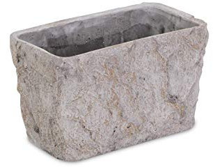Cheung's Maceta rectangular de cerámica de cemento, color gris