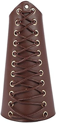 VGEBY Bogenschießen Armschutz Schutz Leder Bogen Hand Schnürsenkel Armband Getriebe Zubehör(Braun)