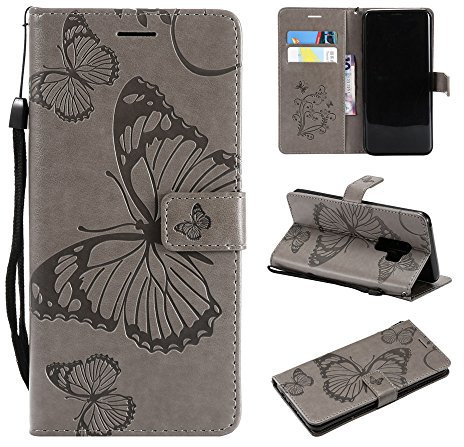 Ooboom Samsung Galaxy J7 2017 Coque Modèle 3D Papillon Prime PU Cuir Flip Folio Housse Étui Cover Case Wallet Portefeuille Support Dragonne Fermeture Magnétique pour Samsung Galaxy J7 2017 - Gris