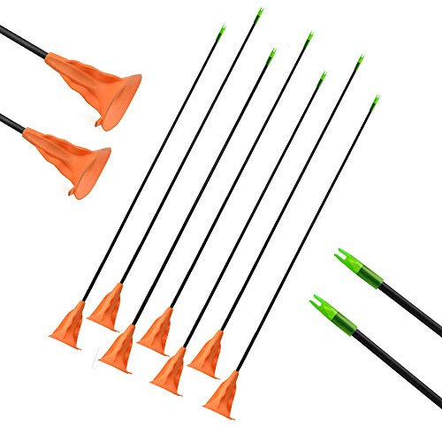 SHARROW 12pcs Bogenschießen Saugnapf Pfeile Fiberglaspfeile Ersatzpfeile Sichere Sauger Pfeile für Anfänger Zielschießen Praxis Spiel(Orange)