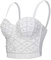 Woboren Push up Bustier Crop Top para mujer Gothic Punk Rhinestone Corset Clubwear Party Bra (Blanco, L)
