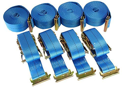 4 x Spanngurt/Zurrgurt, LC 750/1500 daN, 5 m, 50 mm, 2-teilig mit Ratsche, Beschlag für Kombi-Zurrschiene Schlitz Anker
