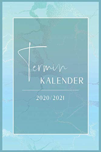 Terminkalender 2020/2021: Kalender 18 Monate • Jul. 2020 bis Dez. 2021 Planer, Wochenkalender, Terminplaner • 1 Woche auf 2 Seiten • Perfekt zum Mitnehmen • Türkis Marmor Design
