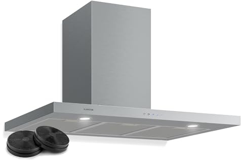 Klarstein Limelight Cappa da Cucina Aspirante a Parete con 3 Velocità, 600 m³/h, Schermo Digitale, Luce LED per Piano Cottura, 64 dB, Larghezza 90 cm, Acciaio Inox Spazzolato