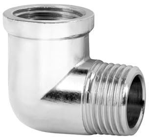 Chrom Fitting aus Messing Winkel AG-IG 1/2 Zoll - Gewindefittings Korrosionsbeständig - Messingverschraubungen für Wasserinstallationen