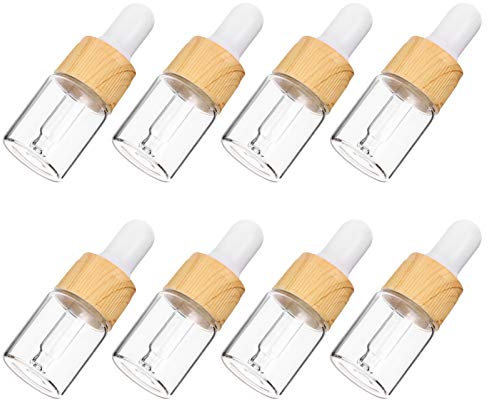 SOLUSTRE 5Ml Gefrostet Klar Glas Dropper Flaschen Ätherisches Öl Flaschen Mit Pipette Und Bambus Deckel Parfüm Probe Fläschchen Essenz Flüssigkeit Kosmetische Behälter