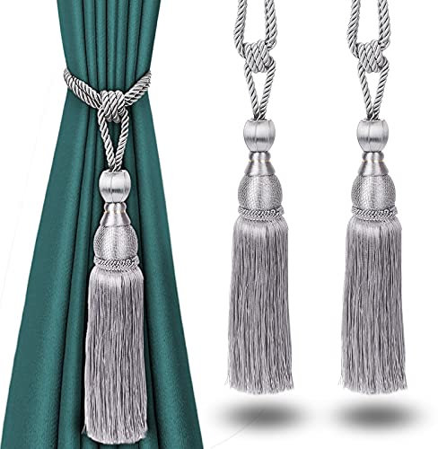 YETIX Vorhang-Raffhalter, Vorhang-Raffhalter, Heimdeko, Quaste, Raffhalter, Zubehör, Fenster, Vorhänge, Kugel, Quasten, Raffhalter, silberfarben, 2 Stück