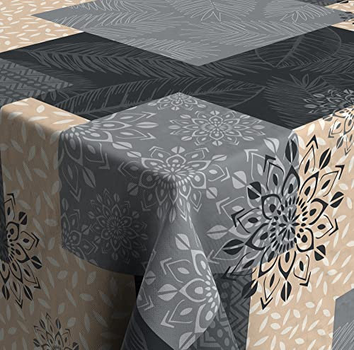 Venilia Tischdecke mit Aufdruck Taenga, Tischtuch, Tischwäsche, Tischdeko, bügelfrei, aus Polyester, quadratisch, 1,8m x 1,8m, 59516