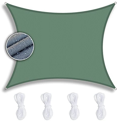 ZQXFZ Toile d'Ombrage Rectangulaire 2x2.5m Vert Foncé， Toile d'Ombrage résistant à l'eau 90% de Protection UV Respirante, Voile d Ombrage pour Pergola Plein air Terrasse