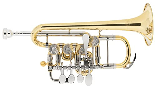 Lechgold PT-21/4L Piccolo-Trompete, Modell: PT-21/4L, Stimmung: Bb/A | Sehr nahe am deutschen, klassischen Klangideal, Trompeten-Schaft, 4 Drehventile, Minibal-Gelenke, Bohrung: 10, 5 mm