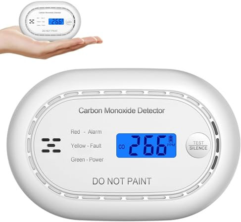 XINDUM Kohlenmonoxidmelder 10 Jahre Batterie, CO Melder Kohlenmonoxid Melder mit LCD-Digitalanzeige, 85dB Akustischer Alarm, Stummschaltfunktion, CO Wächter für Haussicherheit, EN50291, Standalone