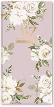 A-Z Telefon-Adressbuch, schmale Größe, harte Rückseite, Kontakt-Organizer für Telefonnummern, Planer, Bücher, A-Z Index (weiße Rosen)