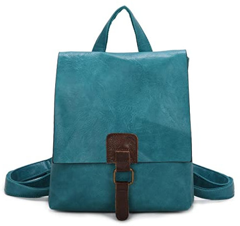 OBC Damen Rucksack Tasche Crossbody Handtasche Messenger Schultertasche Umhängetasche Shopper Vintage Kuriertasche Überschlagtasche Leder Optik Türkis